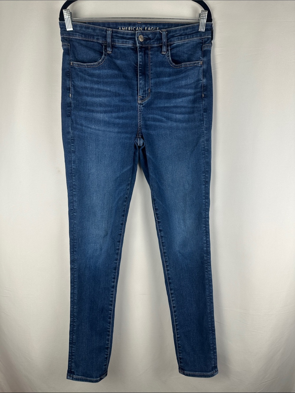American Eagle Blue High Rise Jeggings Skinny Jeans Size 12 Long